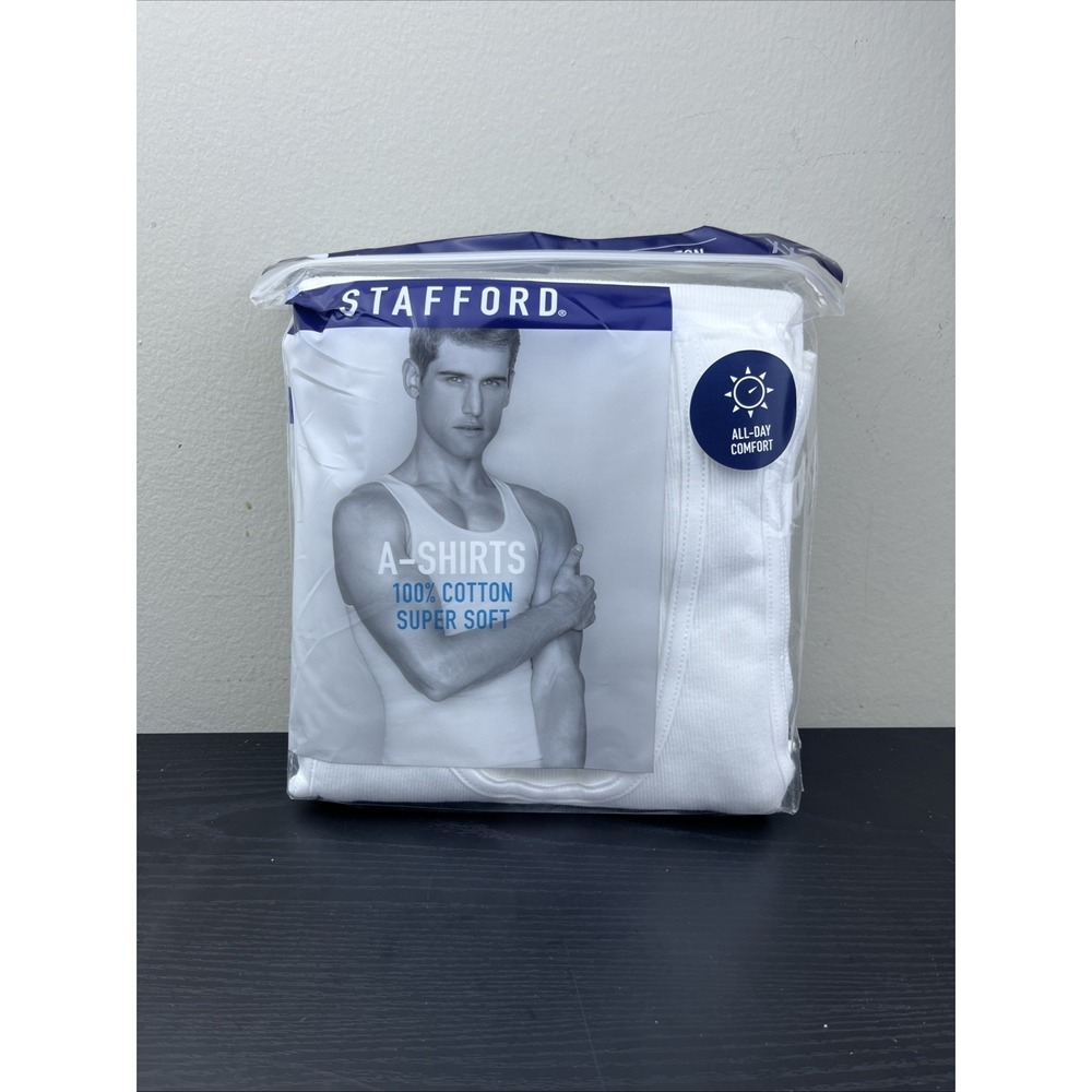 Stafford Super Soft A-Shirts Ribbed Tank Tops 4-Pack XXL 100% Cotton